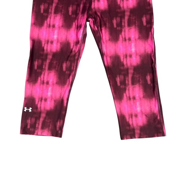NWT Under Armour Womens L HeatGear Leggings Compression Capri Pink Tie Dye - Picture 8 of 16